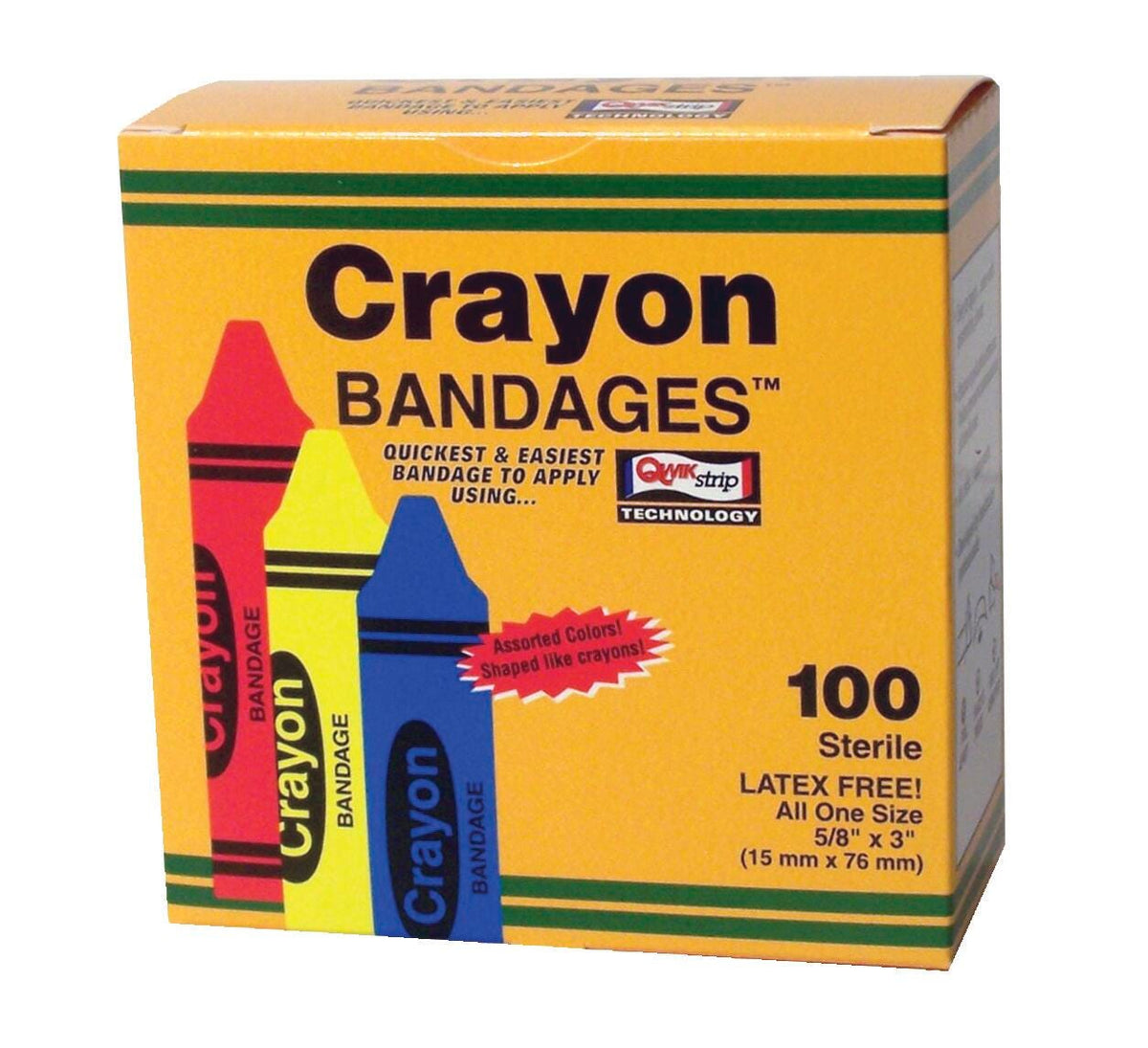 BANDAGES- CRAYON - 5/8 INCH -LATEX FREE - 100/BOX