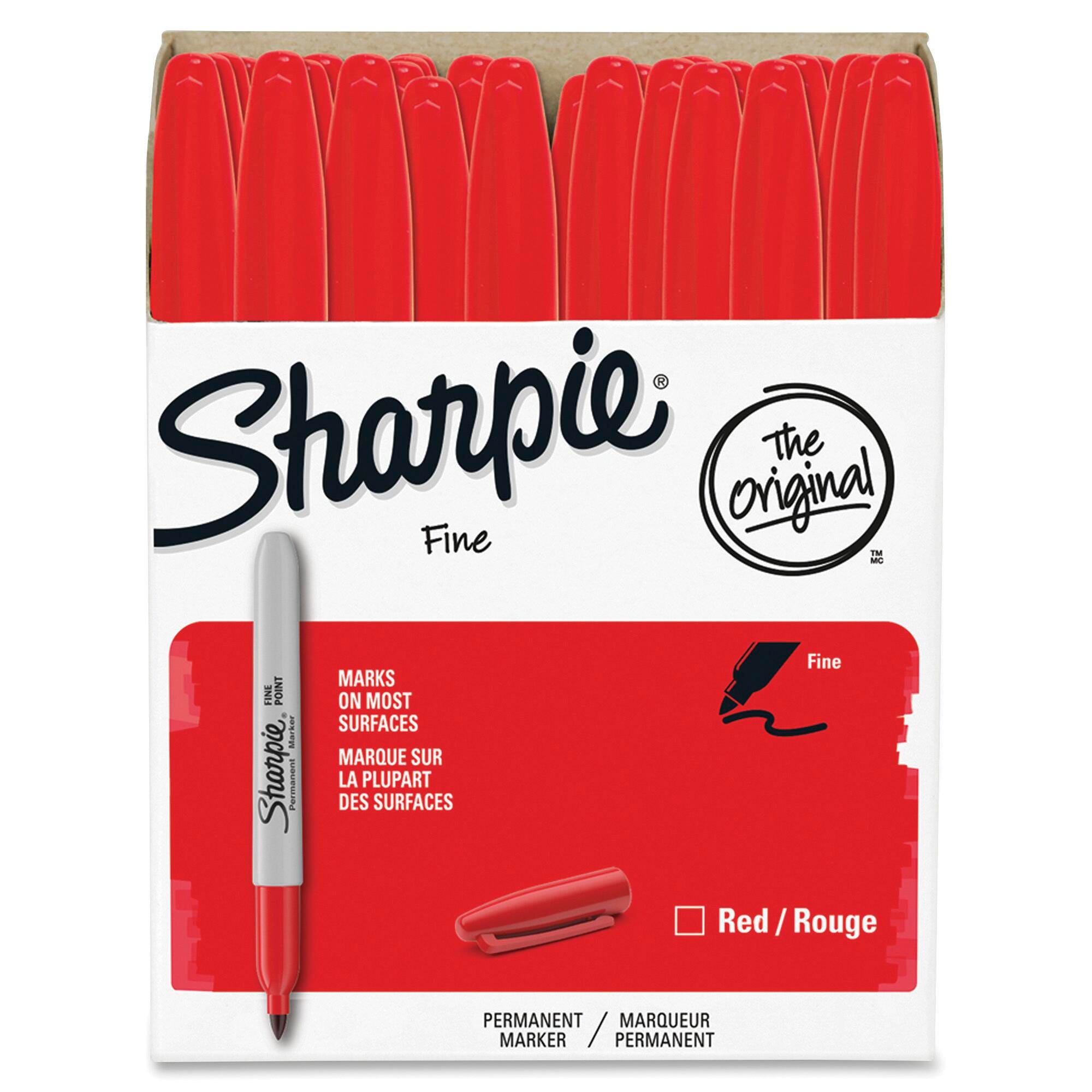 MARKER SHARPIE PERMANENT FINE RED PACK OF 36
