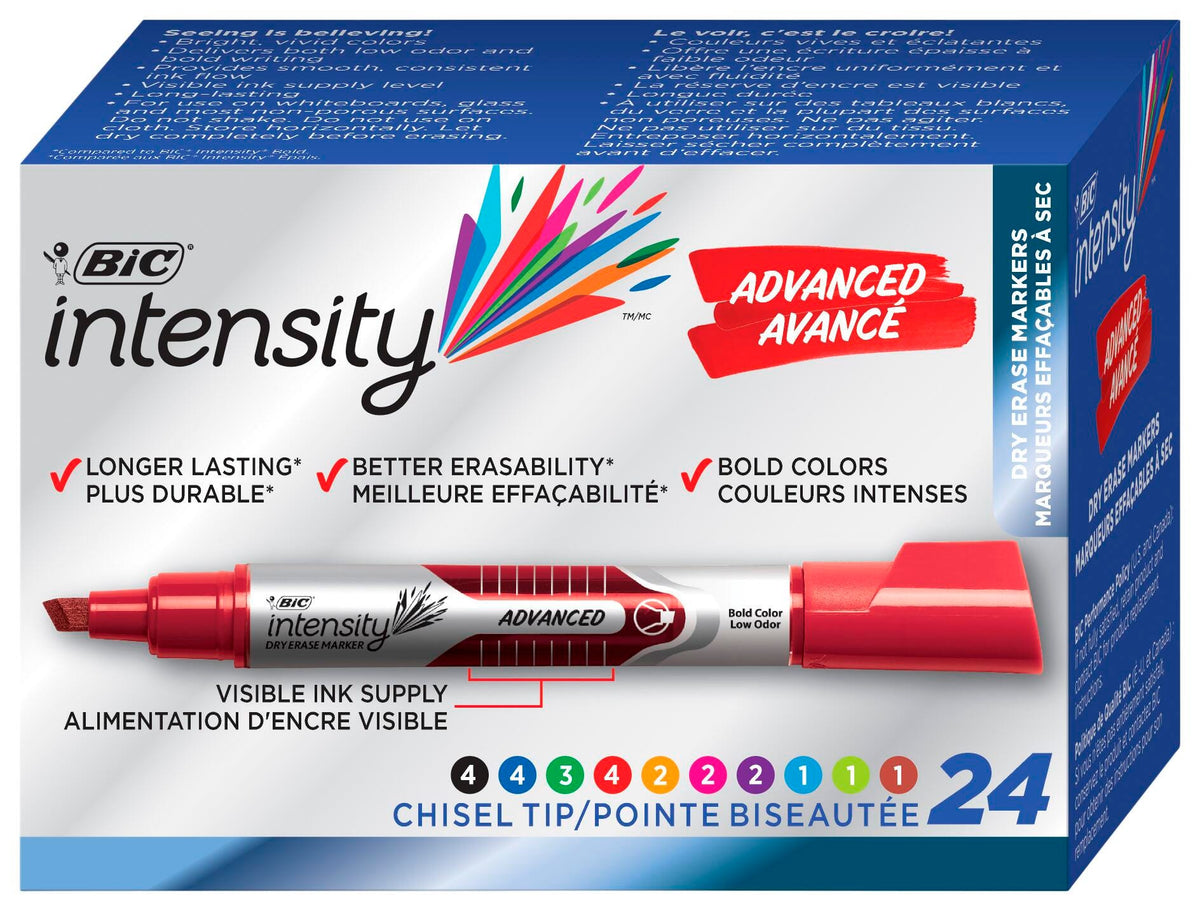 MARKER DRY ERASE ADVANCED CHISEL ASST SET OF 24