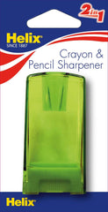 HELIX CRAYON AND PENCIL SHARPENER - 2-HOLE CANISTER ASSORTED COLORS