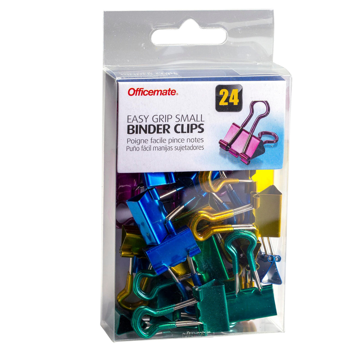 BINDER CLIPS SMALL EASY GRIP METALLIC ASSORTED PACK OF 24