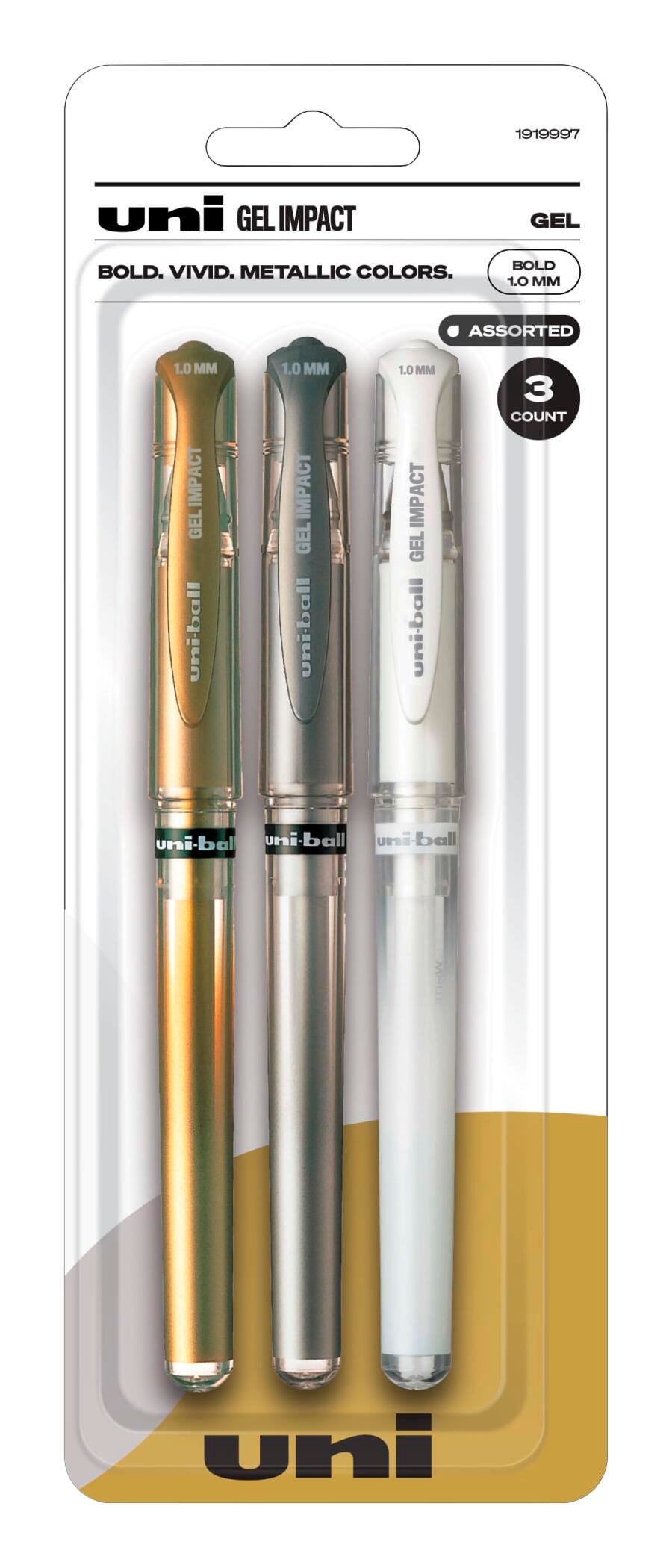 PEN UNIBALL GEL IMPACT METALLICS ASSORTED SET OF 3