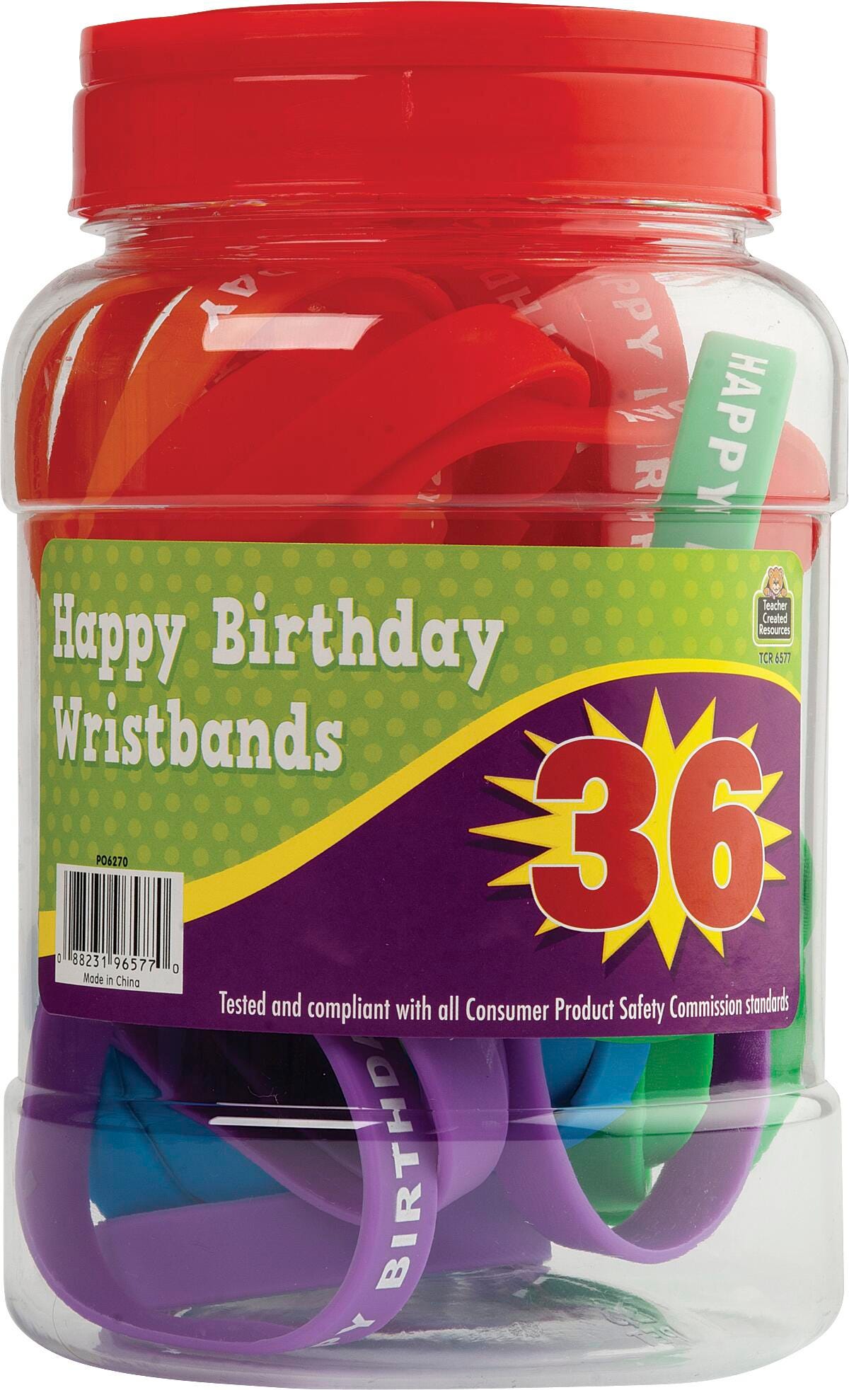 WRIST BAND HAPPY BIRTHDAY ASSORTED PACK OF 36