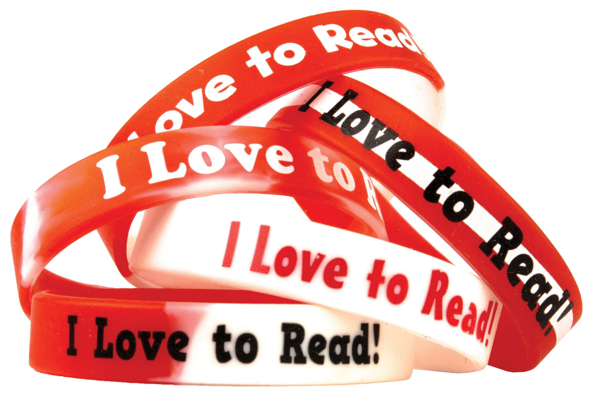 WRIST BANDS FANCY I LOVE TO READ ASSORTED PACK OF 10