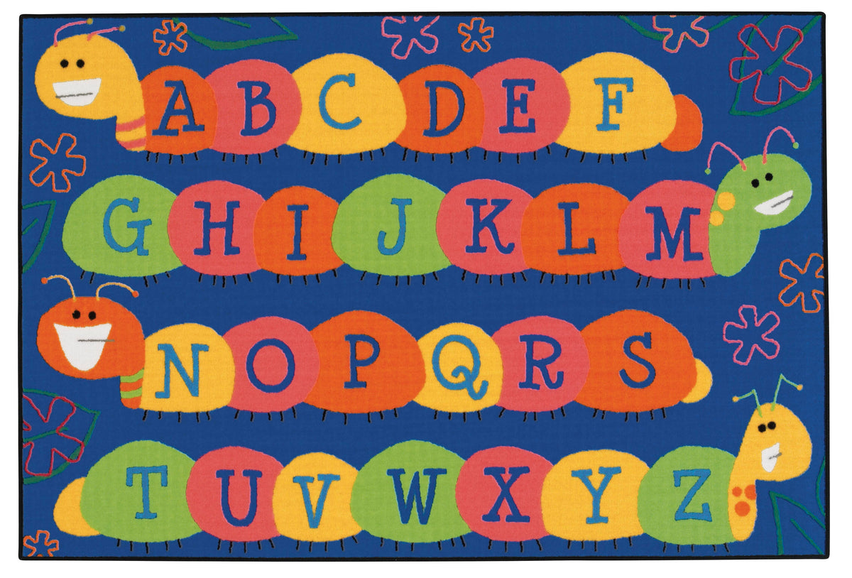 CARPETS FOR KIDS - KIDSVALUE CATERPILLAR FRIENDS - 3 FT X 4 FT 6 IN RECTANGLE - BLUE