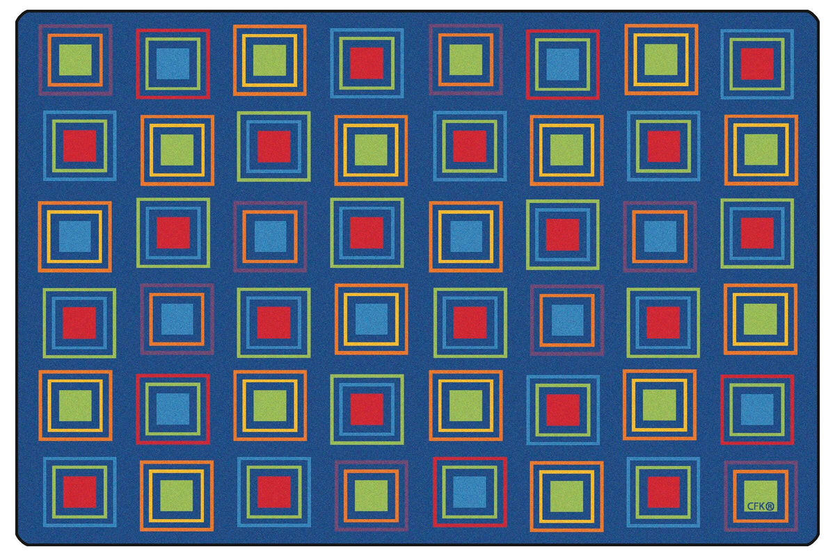 CARPETS FOR KIDS - PREMIUM PRIMARY SQUARES SEATING - 6 FT X 9 FT - RECTANGLE