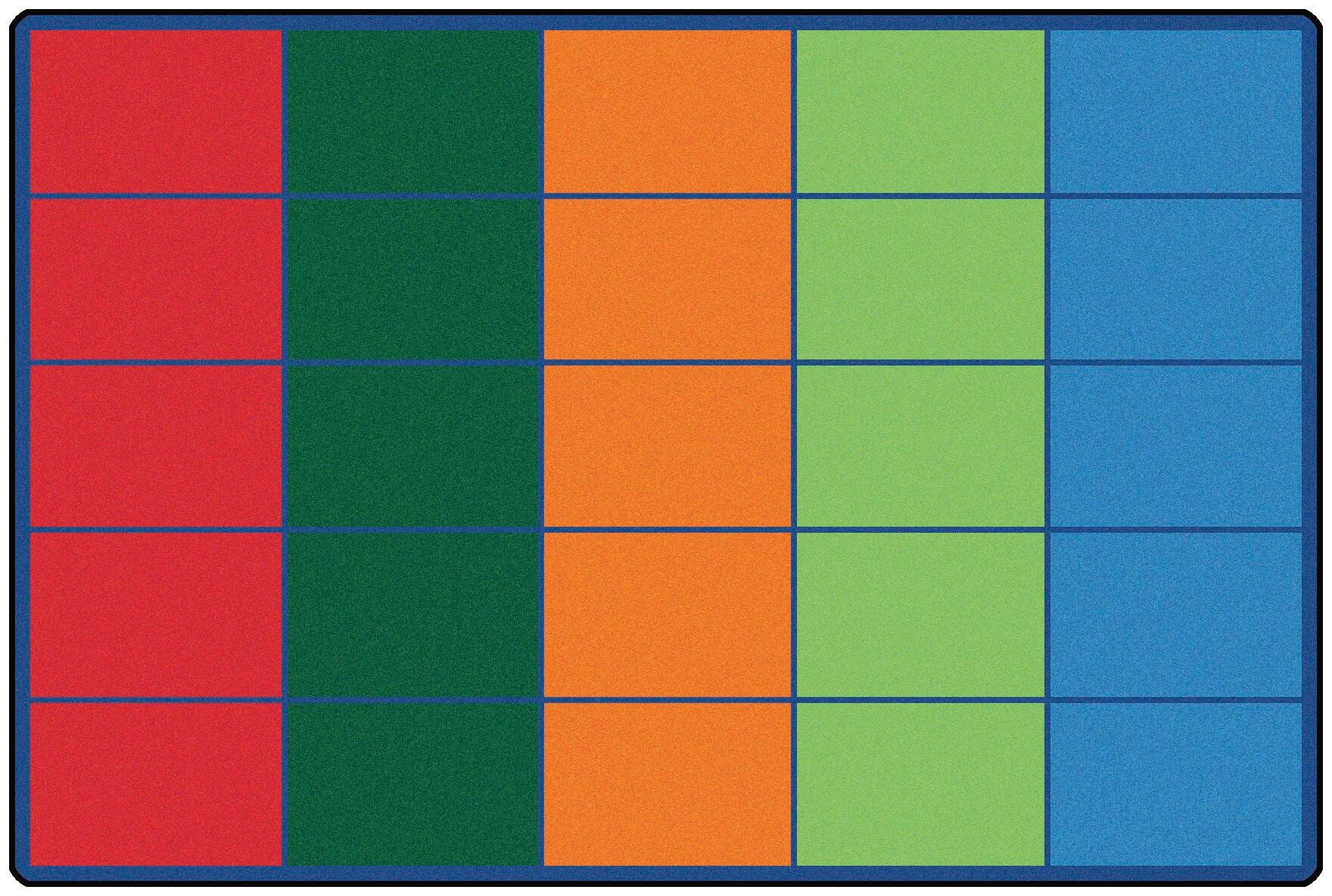 CARPETS FOR KIDS - PREMIUM COLORFUL ROWS SEATING - 6 FT X 9 FT RECTANGLE - SEATS 25