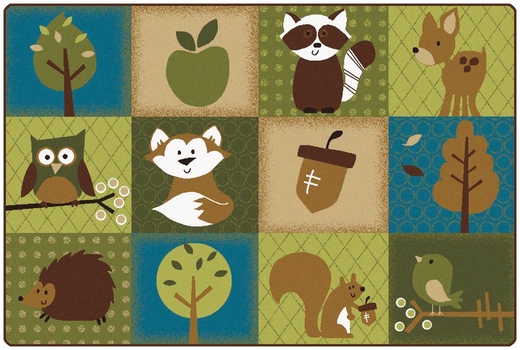 CARPETS FOR KIDS - KIDSOFT NATURES FRIENDS TODDLER - 6 FT X 9 FT