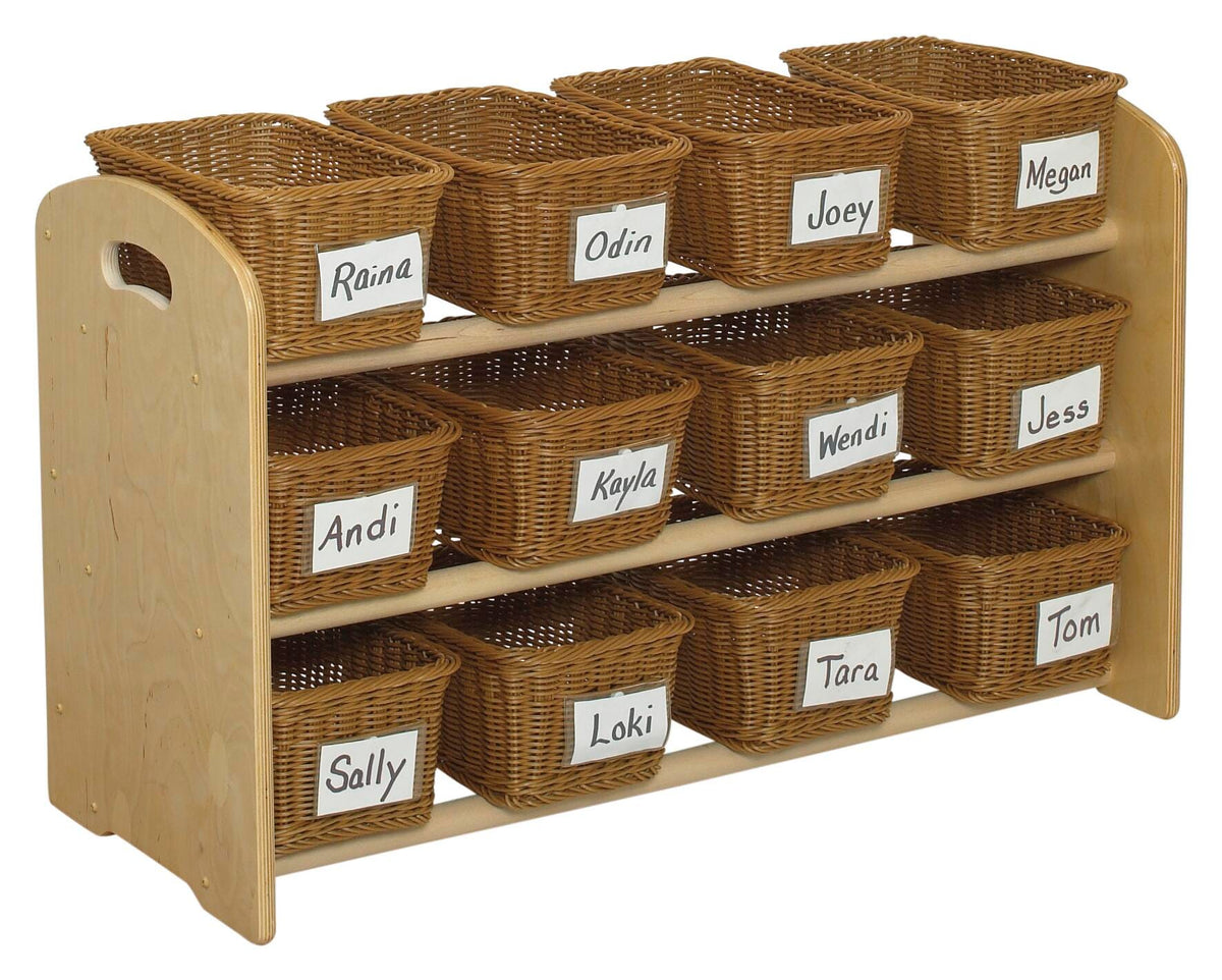 KIT RTA CUBBY RACK 12 TRAY DOWEL WITH 12 BASKETS