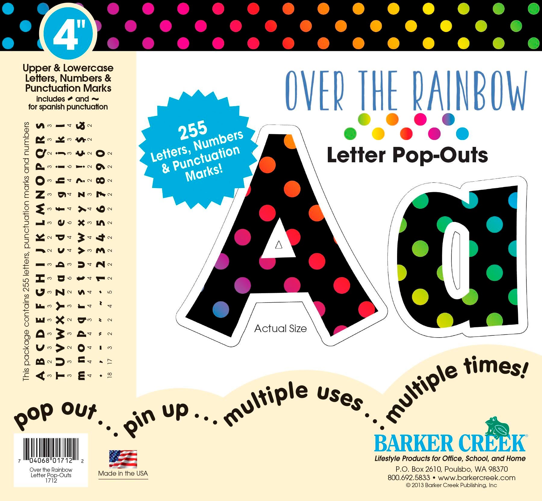 LETTERS POP OUT BARKER CREEK 4 IN RAINBOW