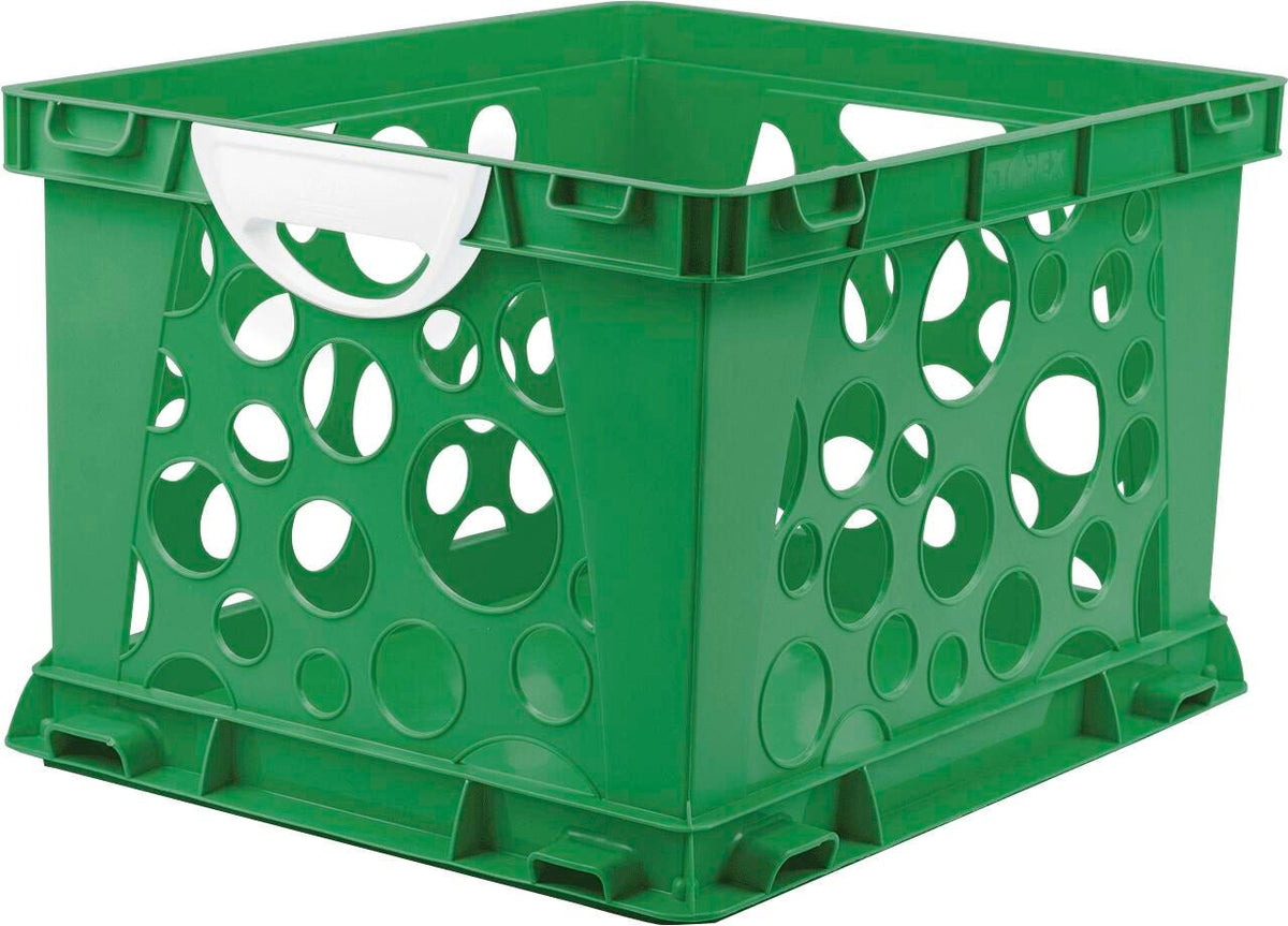 CRATE LARGE WITH HANDLES GREEN/WHITE PACK OF 3