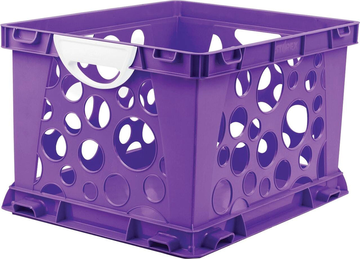 CRATE LARGE WITH HANDLES PURPLE/WHITE PACK OF 3