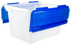 STOREX FLIP TOP BIN - 12 GALLON - BLUE - PACK OF 4