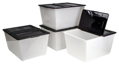 STORAGE BIN WITH LID 16 GALLON CLEAR/BLACK PACK OF 4
