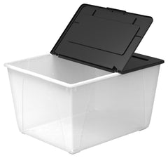 STORAGE BIN WITH LID 16 GALLON CLEAR/BLACK