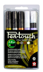 PEN MARKERS SAKURA PENTOUCH MEDIUM ASST METALLICS/B/W SET OF 5