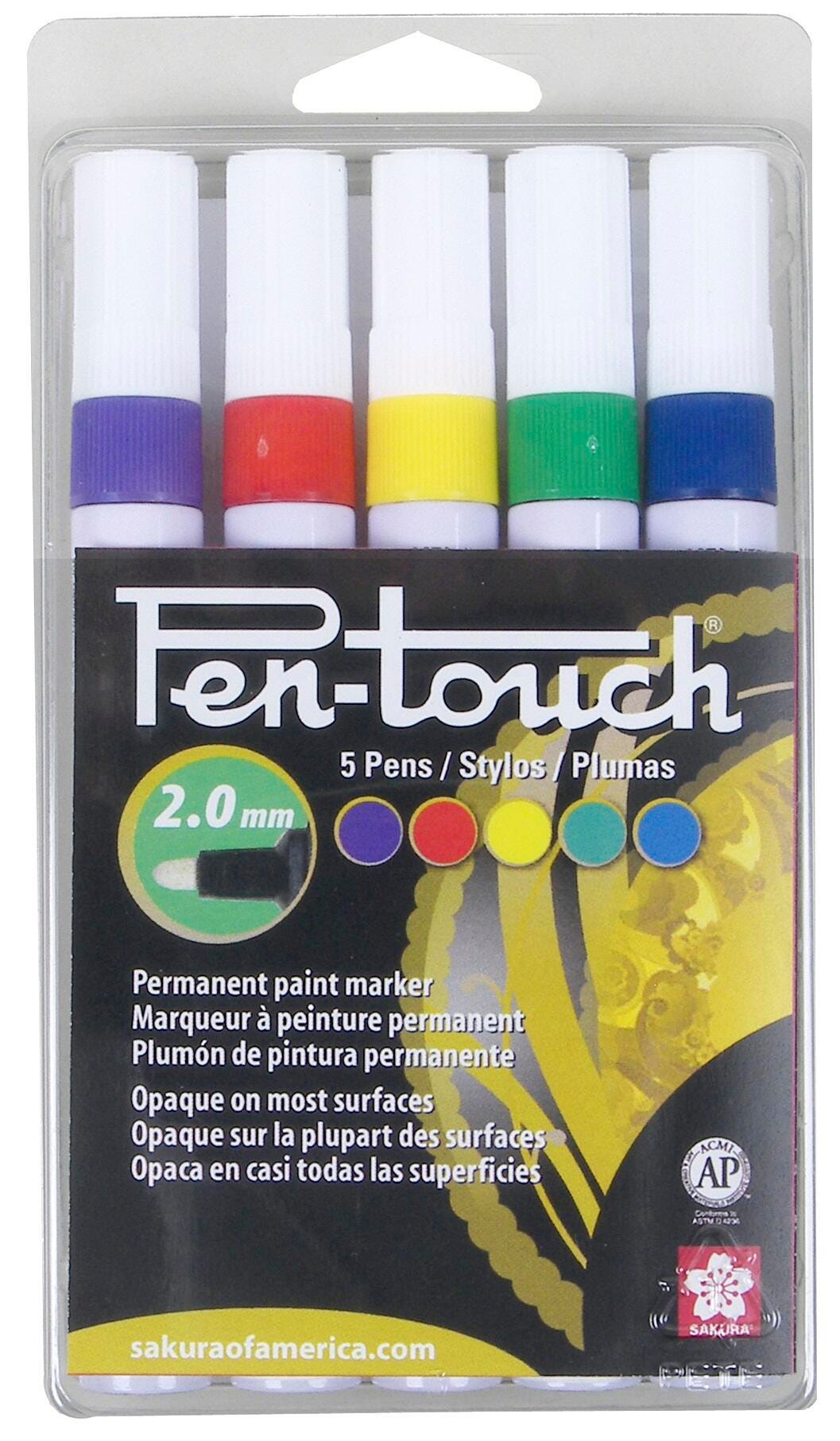 PEN MARKERS SAKURA PENTOUCH MEDIUM ASST BASIC COLORS SET OF 5