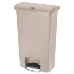 RECEPTACLE - SP RICHARDS CO - SLIM JIM FRONT STEP CONTAINER - 13 GALLON CAPACITY - 11.5 W X 28.3 H IN - BEIGE COLOR - EACH