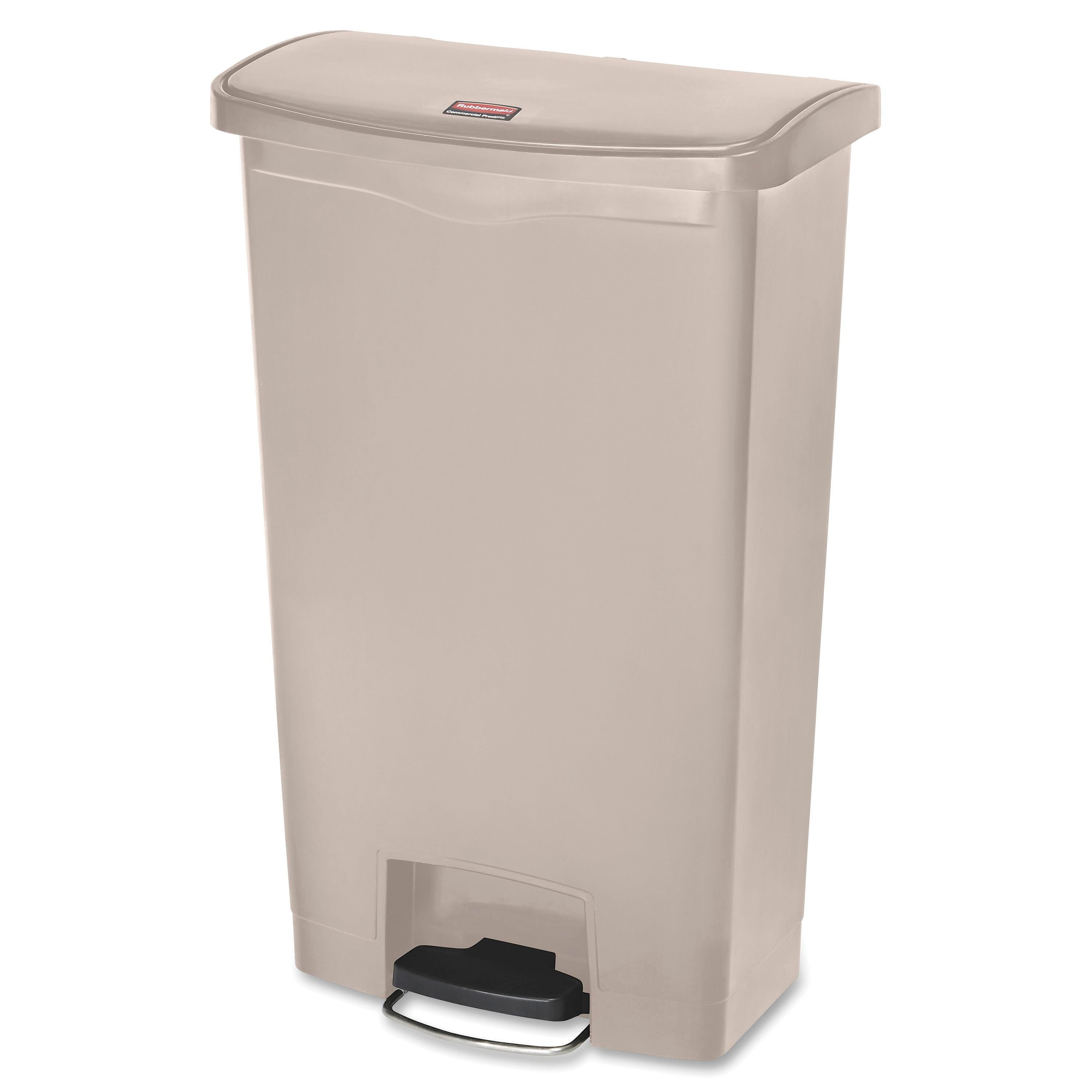 RECEPTACLE - SP RICHARDS CO - SLIM JIM FRONT STEP CONTAINER - 18 GALLON CAPACITY - 12.2 W X 31.6 H IN - BEIGE COLOR - EACH