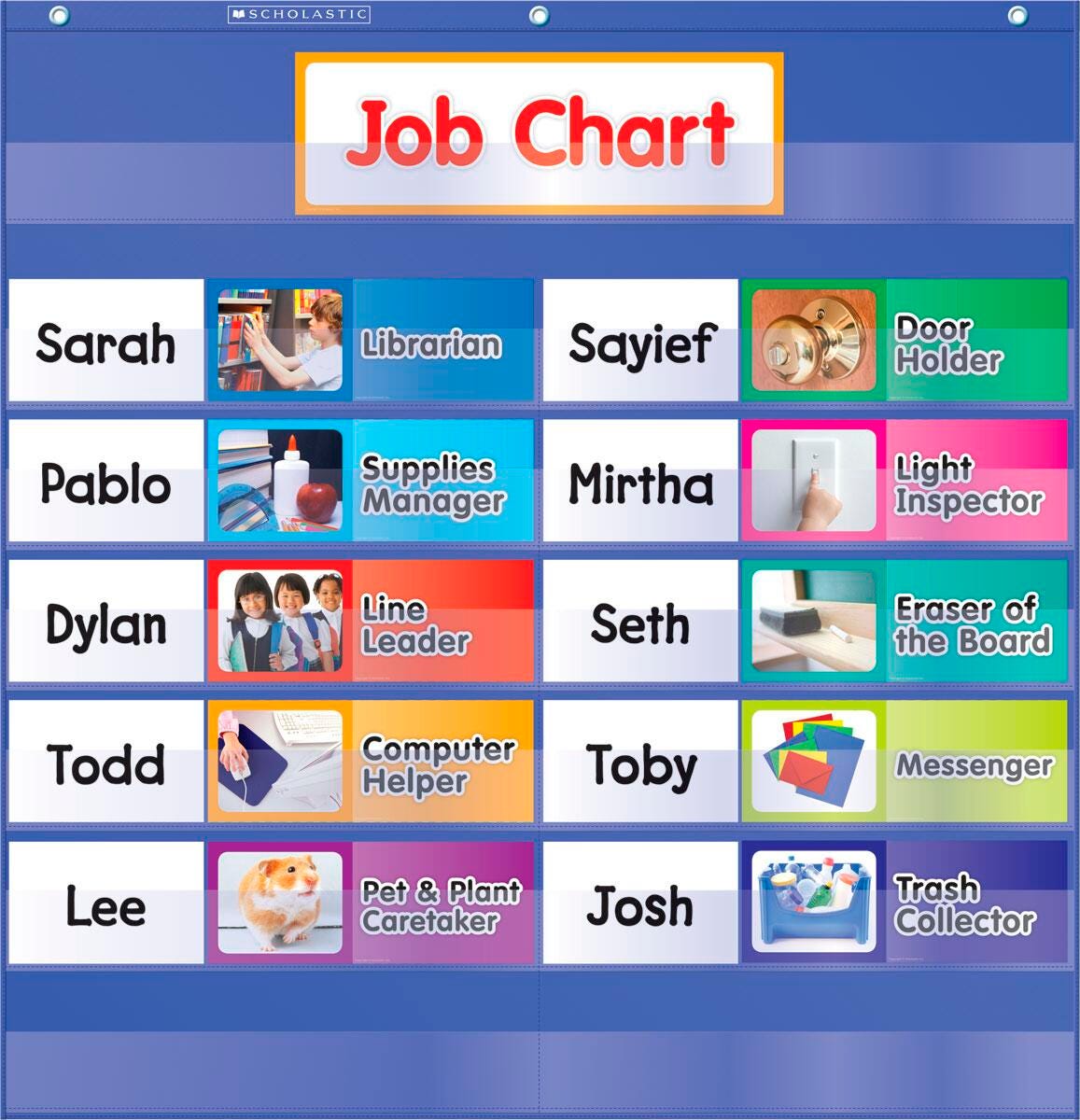 POCKET CHART CLASS JOBS BLUE