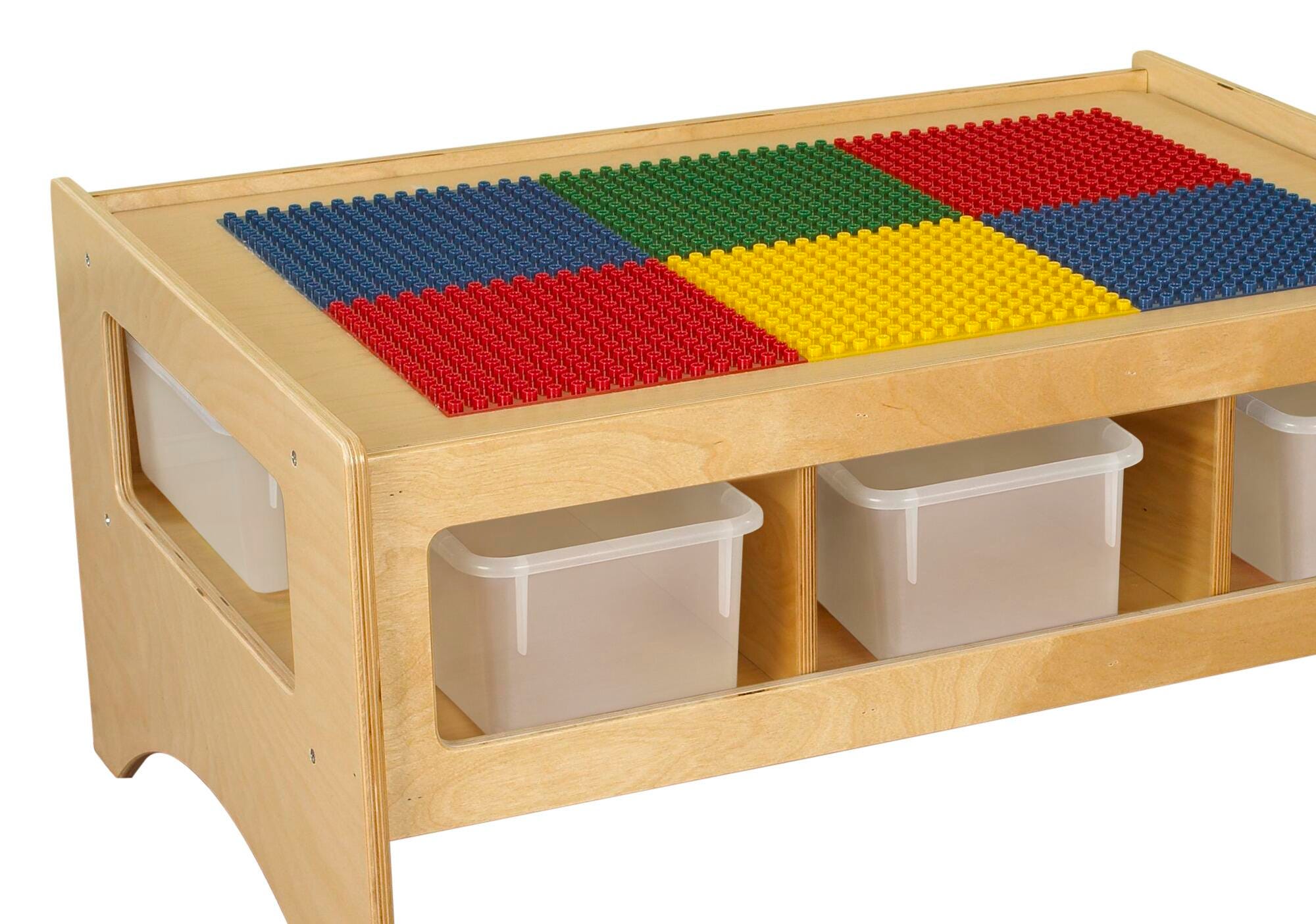 KIT TODDLER ACTIVITY STORAGE TABLE WITH BUILDING TOP WITH 6 CLEAR TRAYS