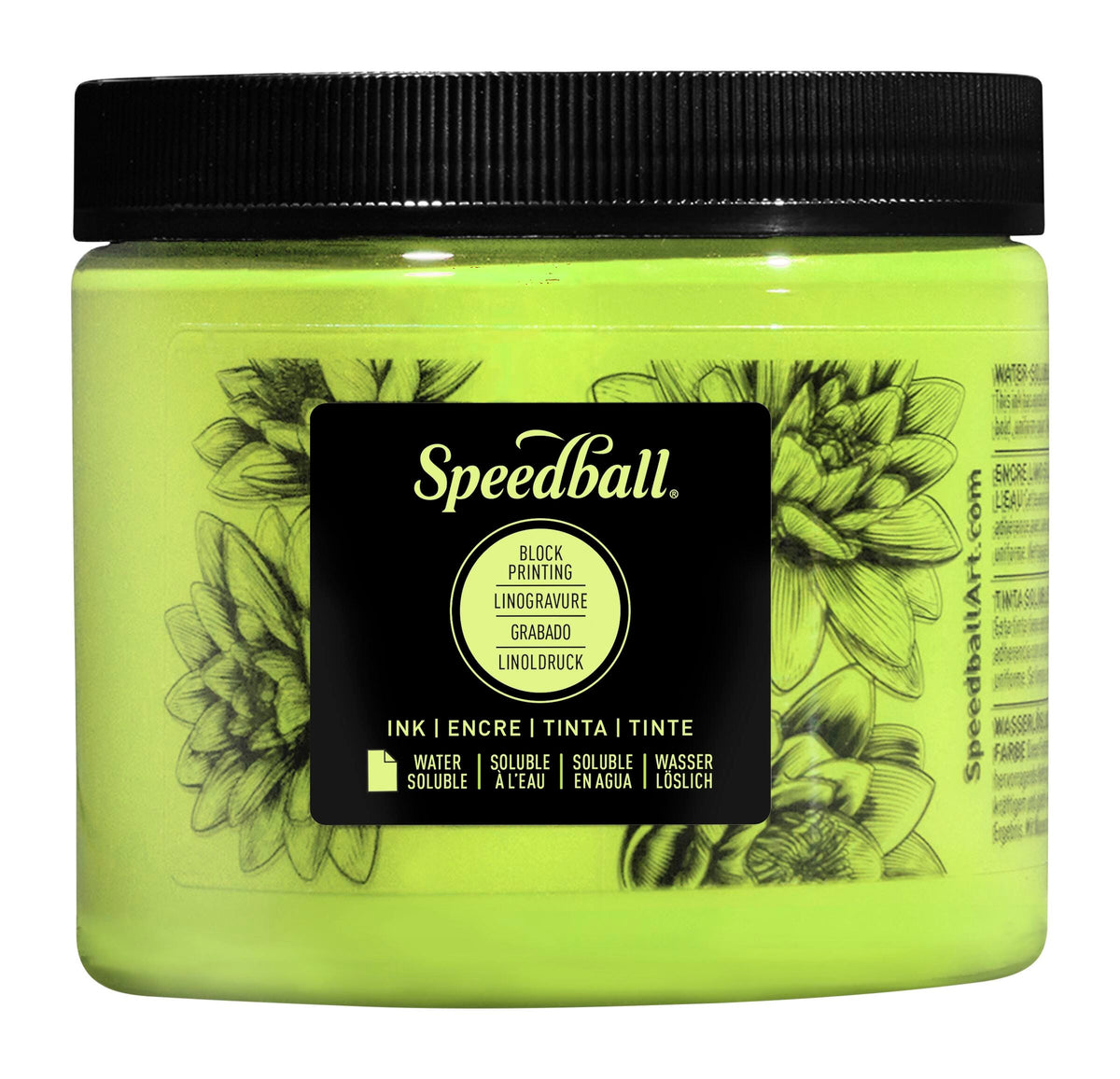 INK WATER SOLUBLE BLOCK PRINTING PINT FLUORESCENT LIME GREEN