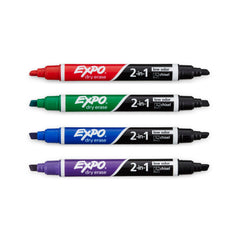 MARKER EXPO 2-IN- 1 DUAL ENDED 5 COLORS SET OF 4