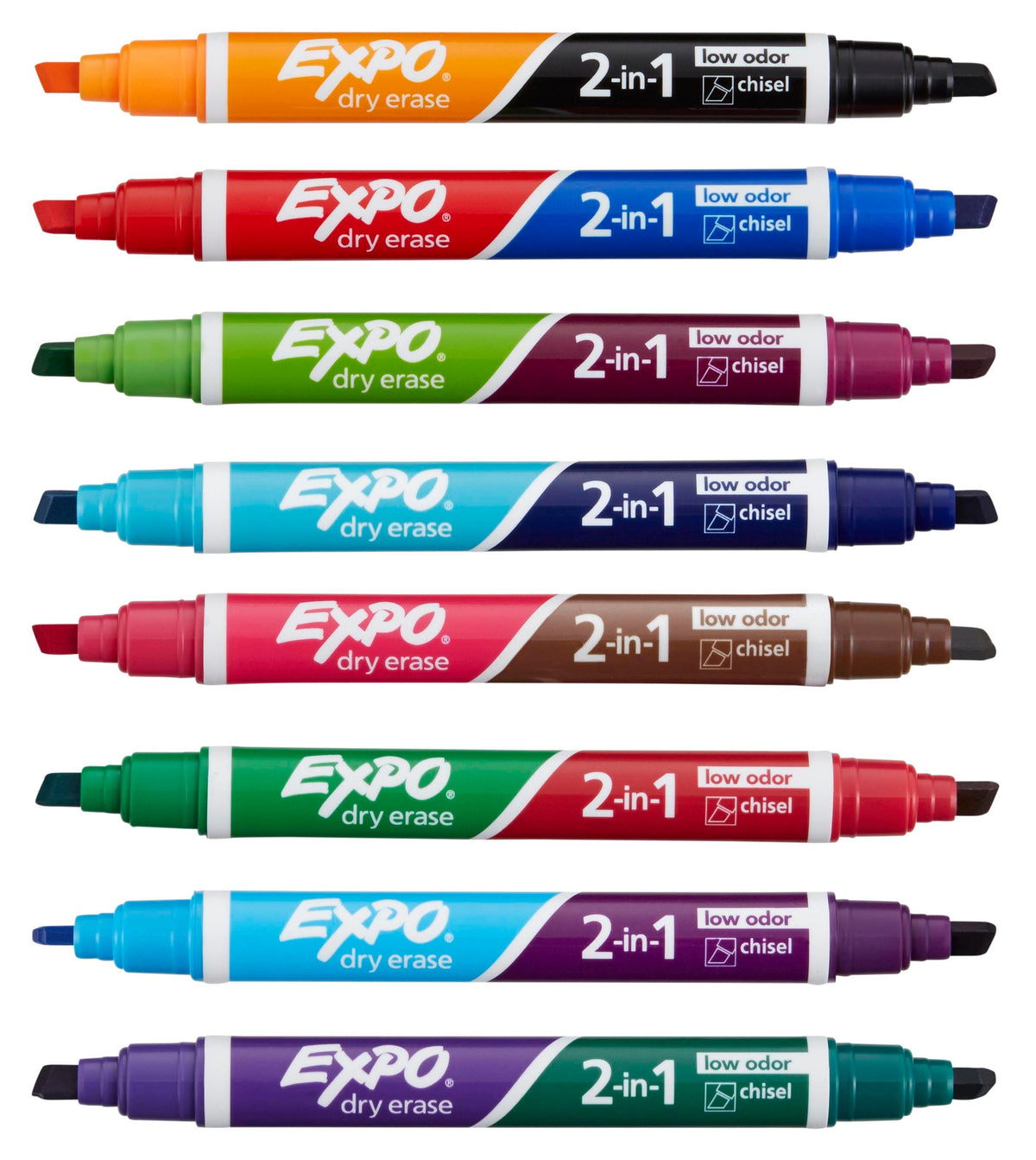 MARKER EXPO 2-IN- 1  DUAL ENDED 16 COLORS SET OF 8