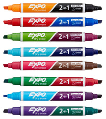 MARKER EXPO 2-IN- 1  DUAL ENDED 16 COLORS SET OF 8
