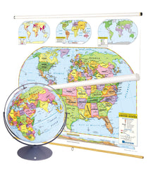 MAP INTERMEDIATE POLITICAL CLASS PACK US/WORLD MAP AND 16 IN GLOBE