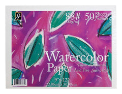 PAPER WATERCOLOR 9X12 88 LB WHITE 50 SHTS