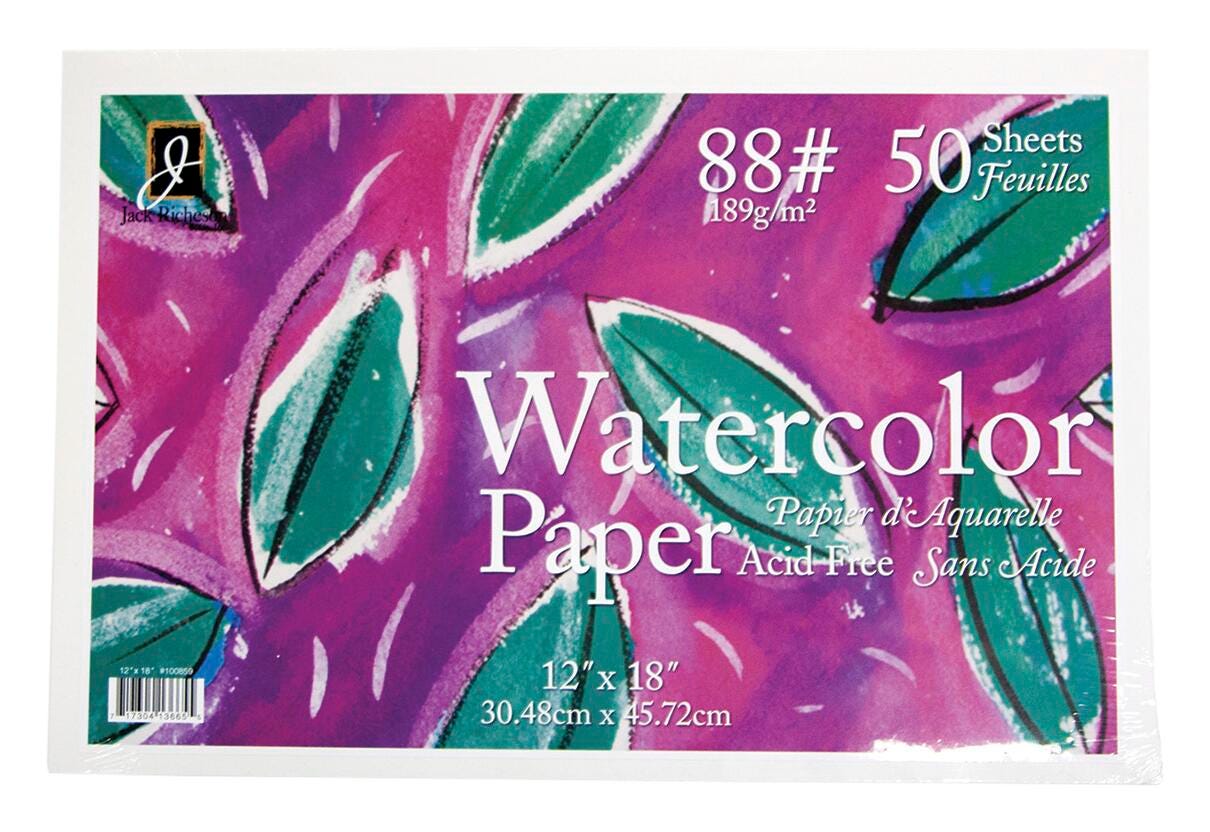PAPER WATERCOLOR 12X18 88 LB WHITE 50 SHTS