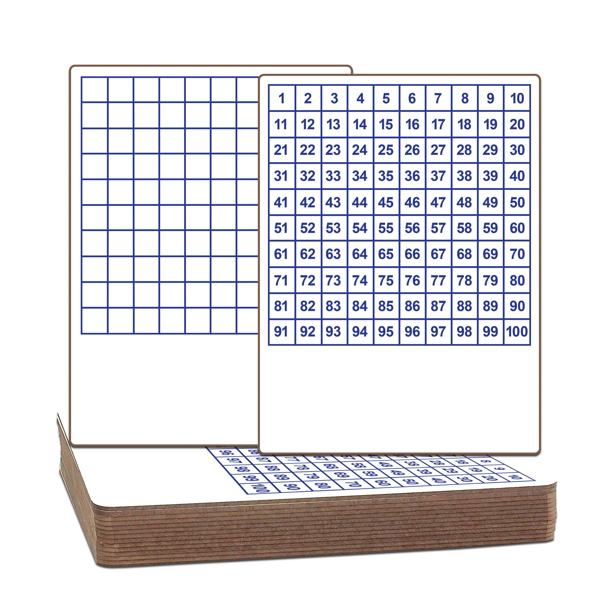 DRY ERASE MATH HUNDREDS GRID TWO SIDED BOARD 9 X 12 PACK OF 12