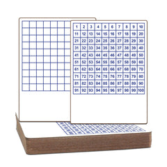 DRY ERASE MATH HUNDREDS GRID TWO SIDED BOARD 9 X 12 PACK OF 12