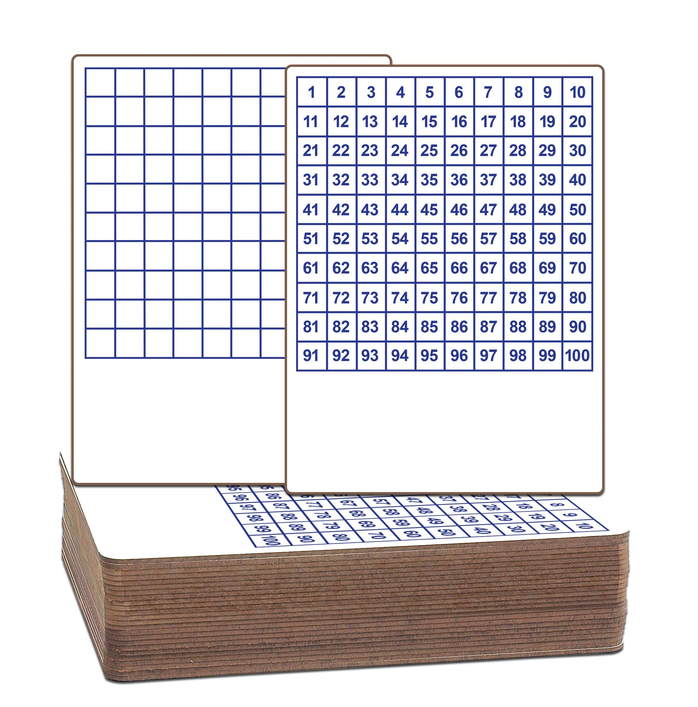 DRY ERASE MATH HUNDREDS GRID TWO SIDED BOARD 9 X 12 PACK OF 24