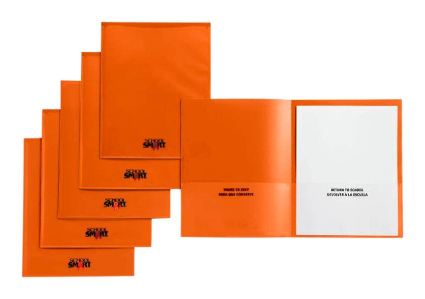 FOLDER TAKE HOME HEAVY DUTY ORANGE SCHOOL SMART PACK OF 24