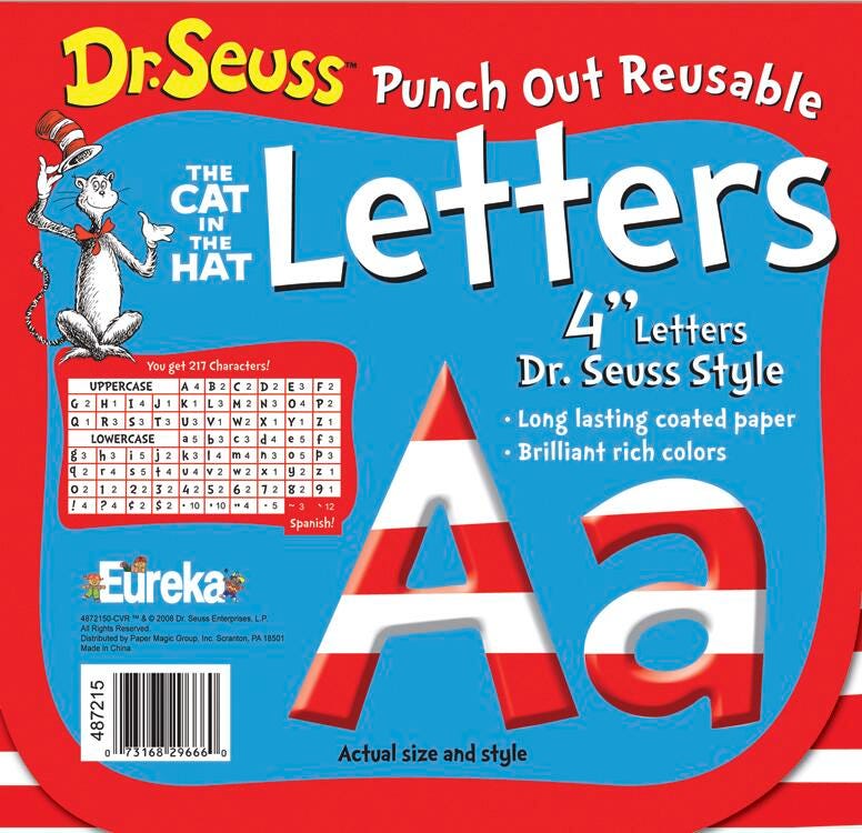 LETTERS PUNCH OUT DR SEUSS RED STRIPES SET OF 217