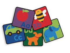 CARPETS FOR KIDS KIDSVALUE PLUS SEQUENTIAL SEATING LITERACY - 12-INCH SQUARES - SET OF 26