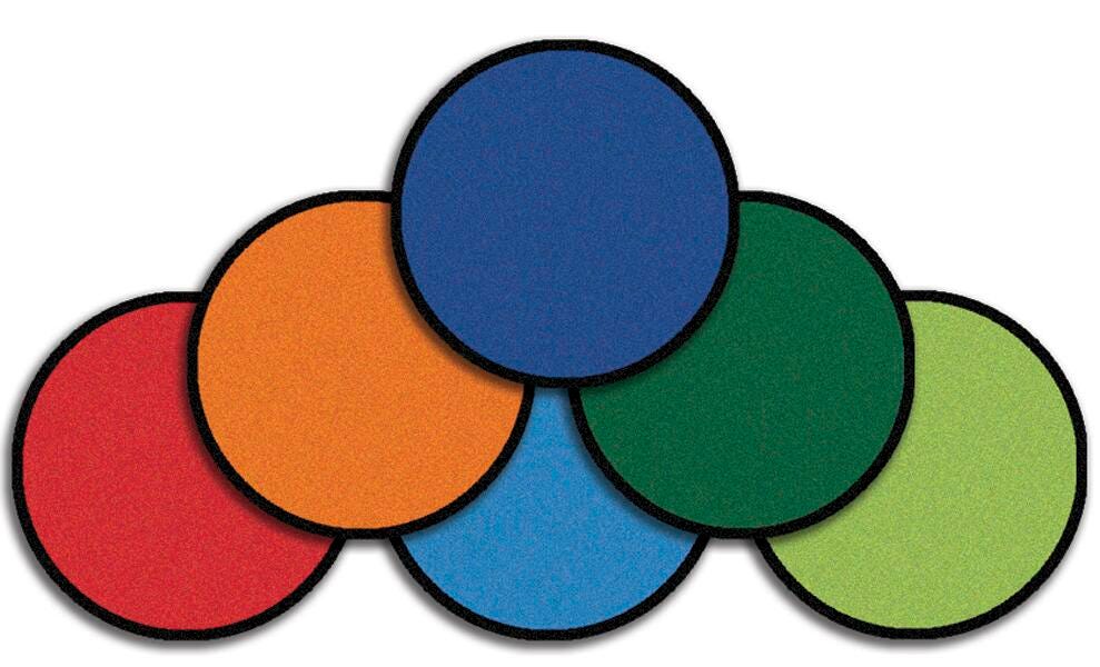 CARPETS FOR KIDS - KIDSVALUE PLUS KITS ON THE GO - SET OF 12 - 16-INCH ROUNDS - PRIMARY COLOR