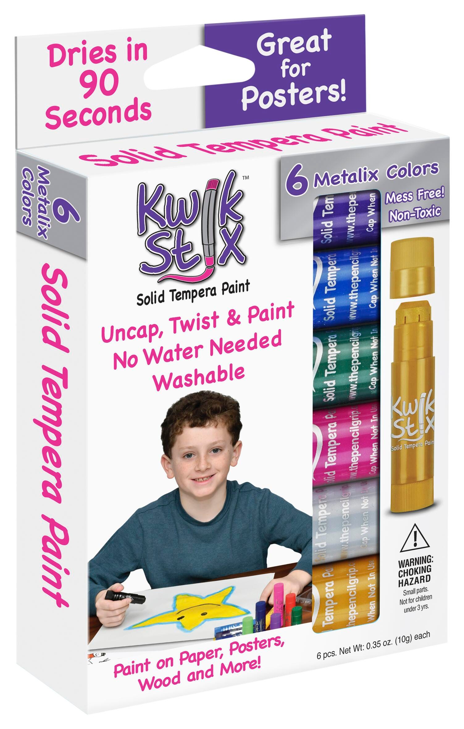 PAINT TEMPERA SOLID KWIK STIX METALLIC SET OF 6