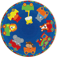 FLAGSHIP CARPETS - CHOO CHOO - ROUND - 6 FT - PRIMARY COLOR