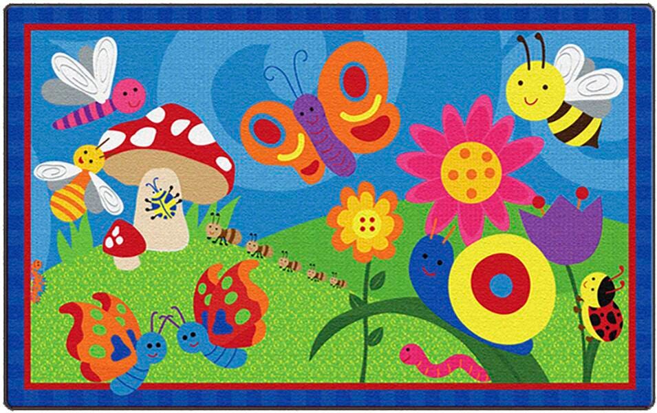 FLAGSHIP CARPETS - CUTIE BUGS -5 FT X 8 FT RECTANGLE - WASHABLE