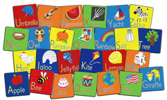FLAGSHIP CARPETS - ALPHABET SEATING - SET OF 26 - 16-INCH SQUARES - PRIMARY COLOR