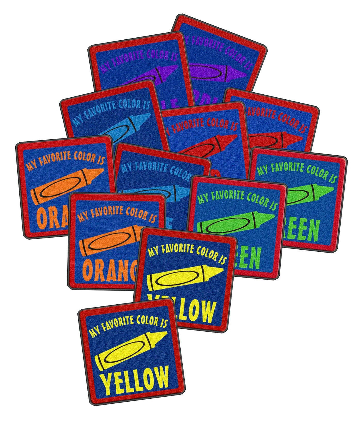 FLAGSHIP CARPETS - MY FAVORITE COLORS - SET OF 12 - 16-INCH SQUARES - PRIMARY COLOR