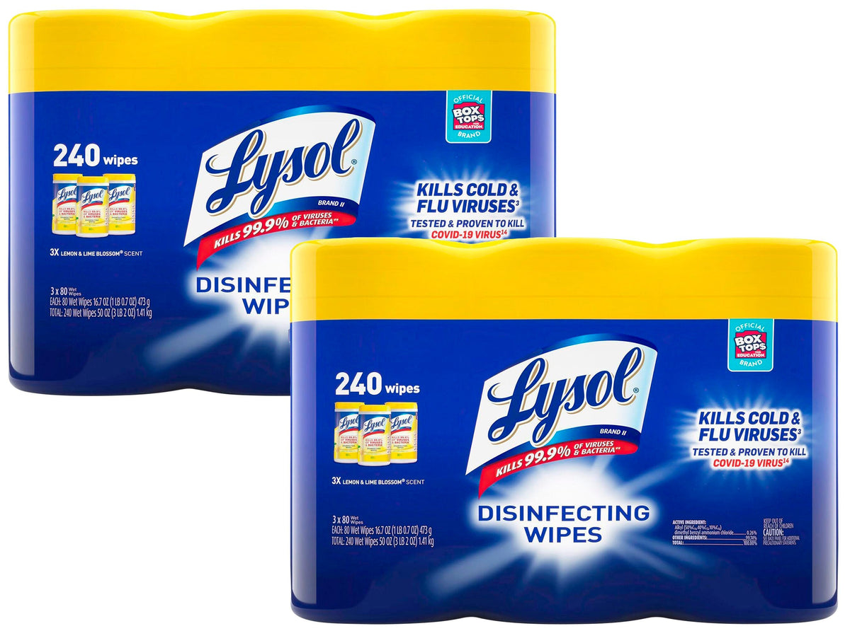 WIPES DISINFECTING LYSOL 80 CT - LEMON LIME BLOSSOM CT CASE OF 6
