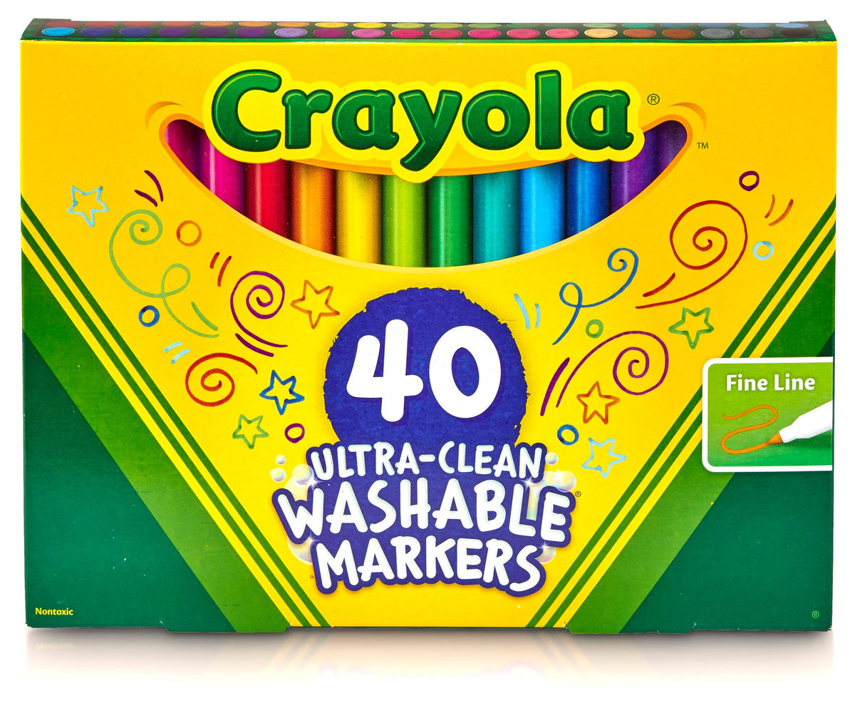 MARKERS ULTRA CLN WASH CRAYOLA FINELINE ASST COLORS SET OF 40
