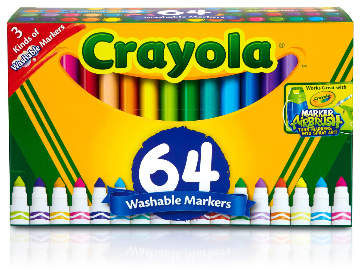MARKERS WASH CRAYOLA BROAD LINE ASST COLORS SET OF 64
