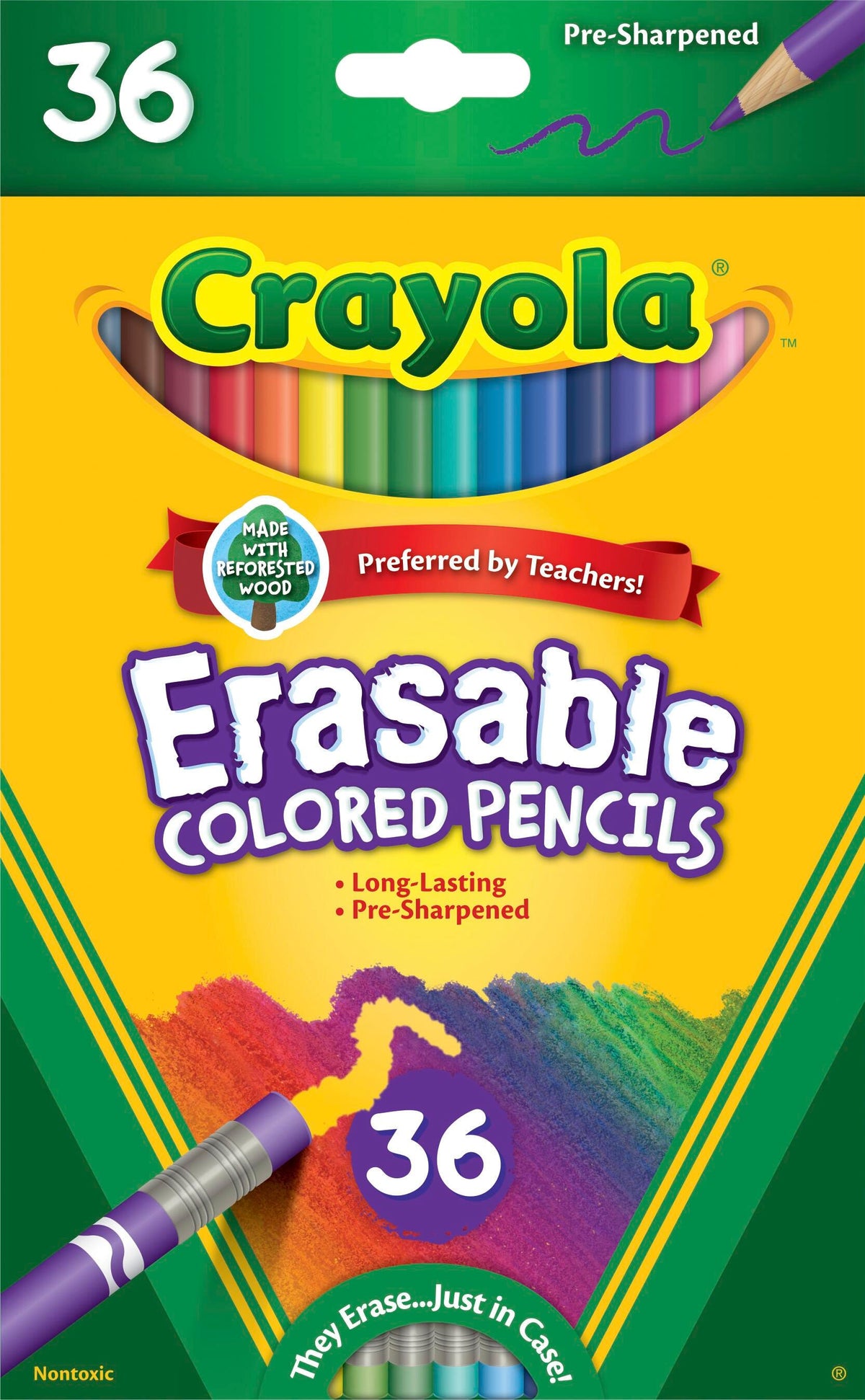PENCILS COLORED CRAYOLA ERASABLE ASST COLORS SET OF 36