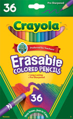 PENCILS COLORED CRAYOLA ERASABLE ASST COLORS SET OF 36