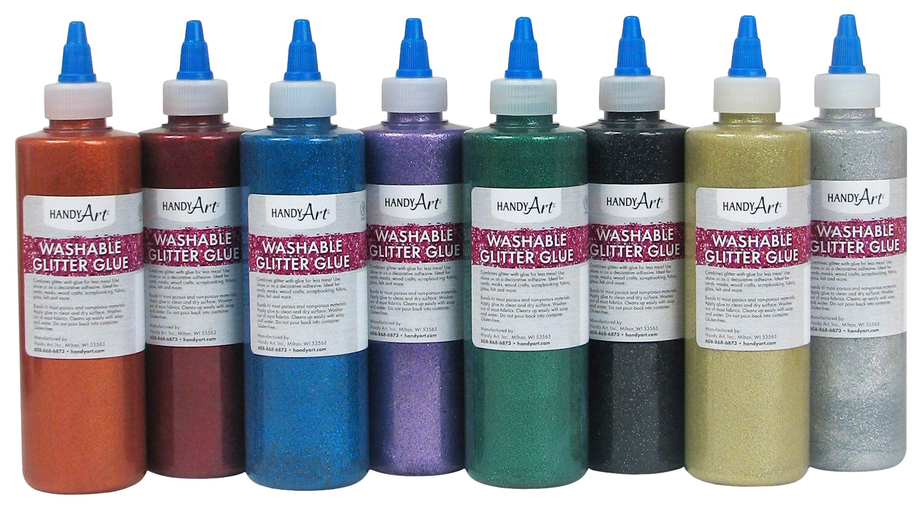 GLUE GLITTER HANDY ART WASHABLE 8 OZ SET OF 8